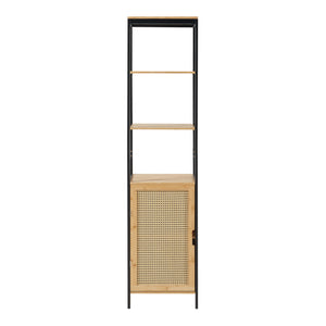 Badkamerkast Tervola kolomkast 172x40x35 cm zwart naturel rotan look [en.casa]