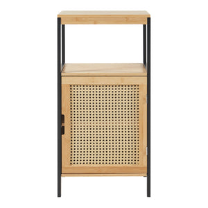Badkamerkast Tervola 80x40x35 cm zwart naturel rotan look [en.casa]