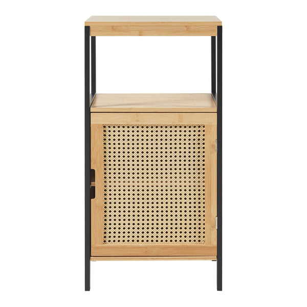 Badkamerkast Tervola 80x40x35 cm zwart naturel rotan look [en.casa]