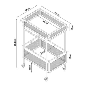 Chariot de service Tervola 81 x 61 x 39 cm noir effet bois aspect rotin [en.casa]