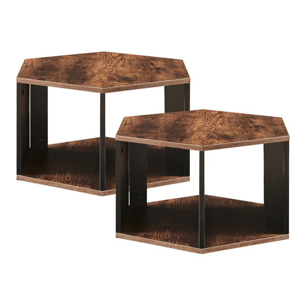 Set de 2 tables basses Molde noir effet noyer [en.casa]