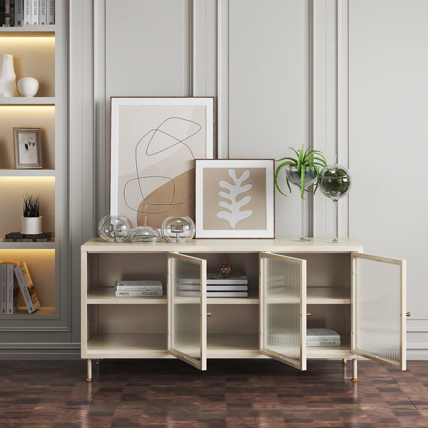 Meuble TV Lindau 120 x 40 x 59 cm blanc crème [en.casa]