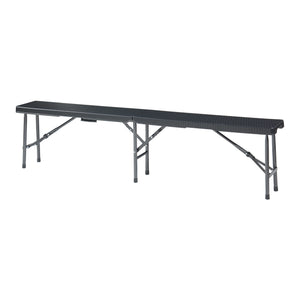 Tuinbank Mark set van 2 opvouwbaar 180x25x43 cm rotan look zwart [en.casa]
