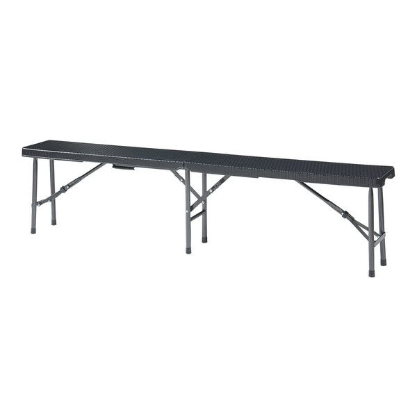 Tuinbank Mark set van 2 opvouwbaar 180x25x43 cm rotan look zwart [en.casa]