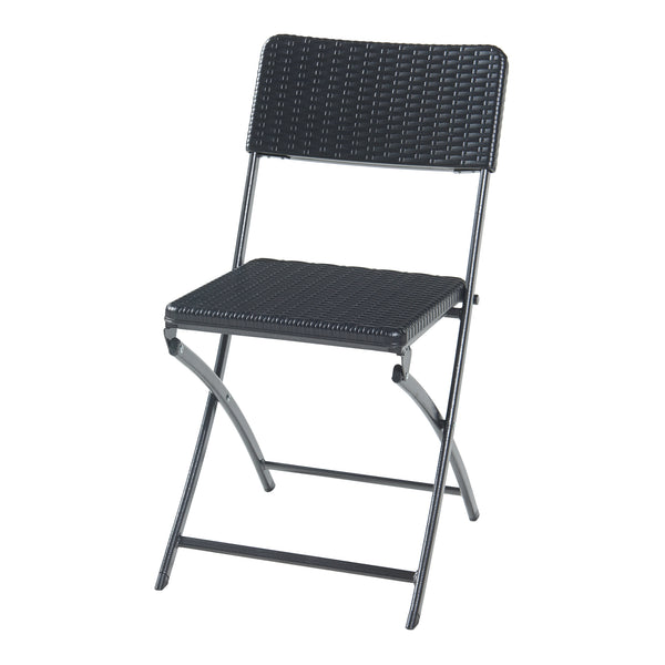 Lot de 2 chaises pliantes Mark 81 x 45 x 58 cm effet rotin noir [en.casa]