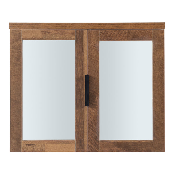 Armoire murale de salle de bain Namsskogan avec miroir 50 x 60 x 15 cm effet noyer noir [en.casa]