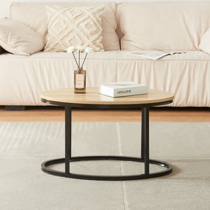 Lot de 2 tables basses gigognes Niederlande de tailles différentes noir effet chêne [en.casa]