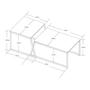 Lot de 2 tables basses gigognes Hyllestad noir effet béton [en.casa]