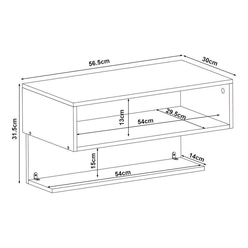 Maatschets Wandrek Gauldal 56,5x30x31,5 cm zwart [en.casa]