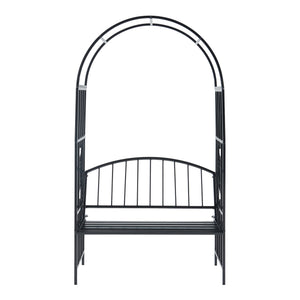Arche à rosiers avec banc Barile acier 205 x 114 x 55 cm noir casa.pro