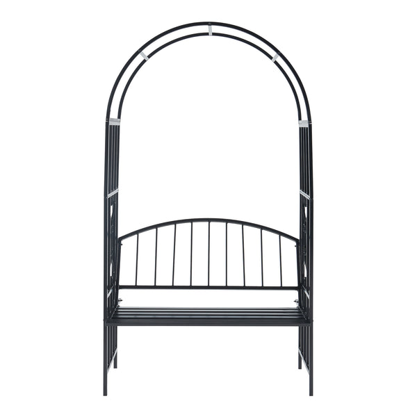 Arche à rosiers avec banc Barile acier 205 x 114 x 55 cm noir casa.pro