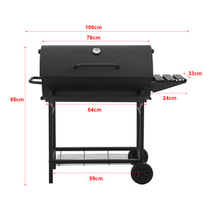 Chariot de barbecue au charbon de bois Armento 95 x 108 x 61 cm noir casa.pro