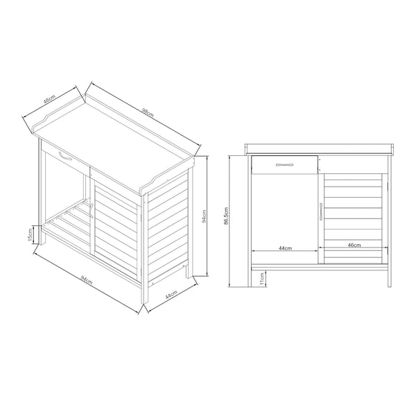 Table de rempotage Aliano 98 x 48 x 94 cm sapin gris casa.pro