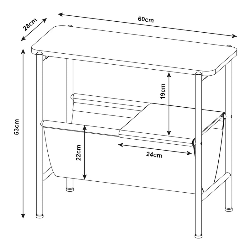 Maatschets Bijzettafel Samnanger 60x28x53 cm zwart en grijs [en.casa]