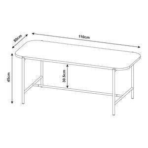 Table basse de salon Samnanger 110 x 50 x 45 cm noir [en.casa]
