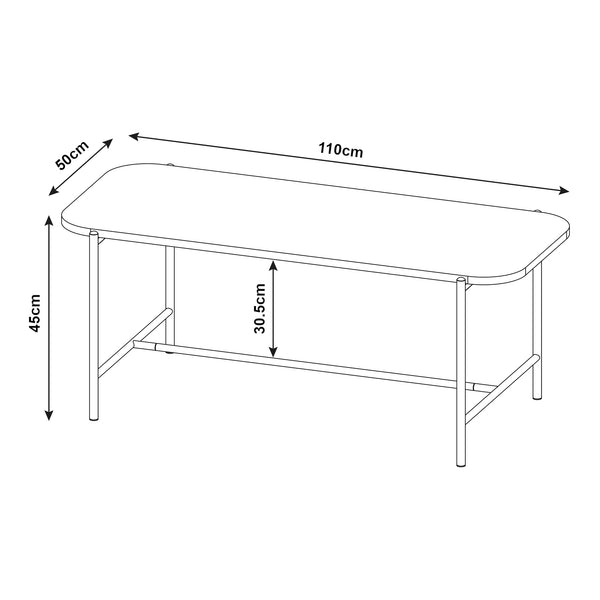 Table basse de salon Samnanger 110 x 50 x 45 cm noir [en.casa]