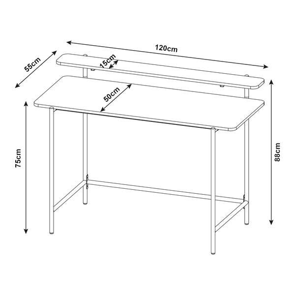 Bureau Samnanger 120x55x88 cm zwart [en.casa]