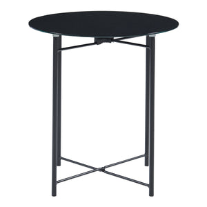 Table d'appoint Ödeshög acier verre trempé 45 x 42 cm noir [en.casa]