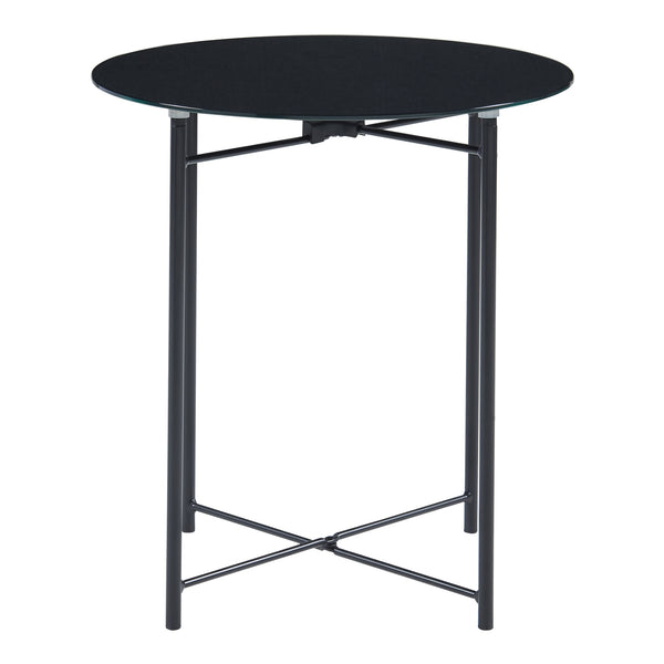 Table d'appoint Ödeshög acier verre trempé 45 x 42 cm noir [en.casa]