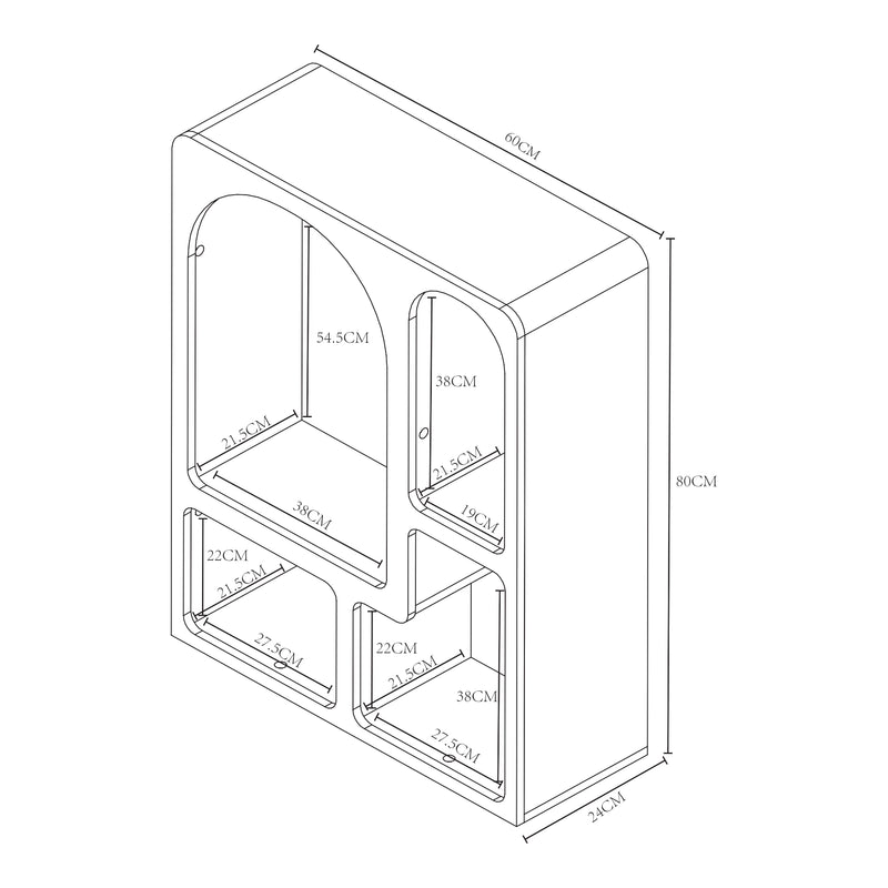 Maatschets Boekenkast Vågå opbergkast 80x60x24 cm wit [en.casa]