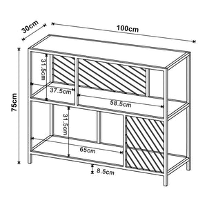 Table console Övertorneå 100 x 30 x 75 cm noir effet chêne [en.casa]