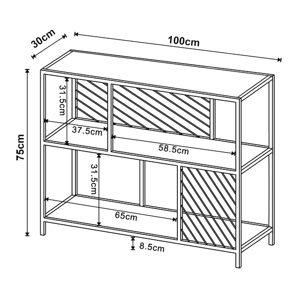 Table console Övertorneå 100 x 30 x 75 cm noir effet chêne [en.casa]