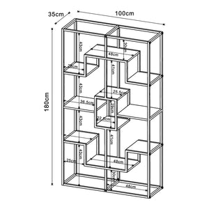 Boekenkast Råde open kast metaal 180x100x35 cm zwart [en.casa]