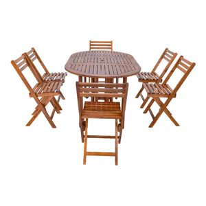 Ensemble de meubles de jardin 7 pièces Acerenza bois d'acacia naturel Certifié FSC® [en.casa]