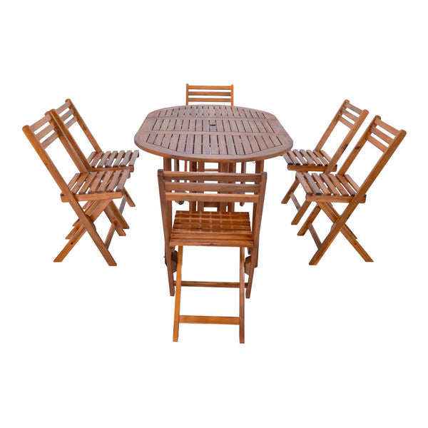 Ensemble de meubles de jardin 7 pièces Acerenza bois d'acacia naturel Certifié FSC® [en.casa]