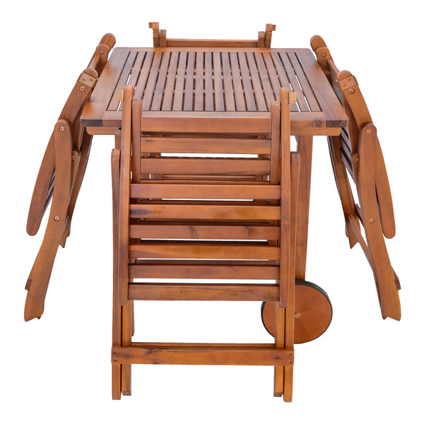 Tuinset Ancarano 5-delig tuintafel met 4 tuinstoelen houtkleurig FSC®-gecertificeerd [en.casa]