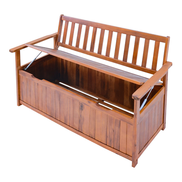 Tuinbank Avezzano tweezitsbank met opbergvak 130x60x88 cm houtkleurig FSC®-gecertificeerd [en.casa]