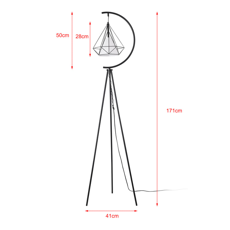 Croquis coté Lampadaire Austell E27 noir blanc lux.pro