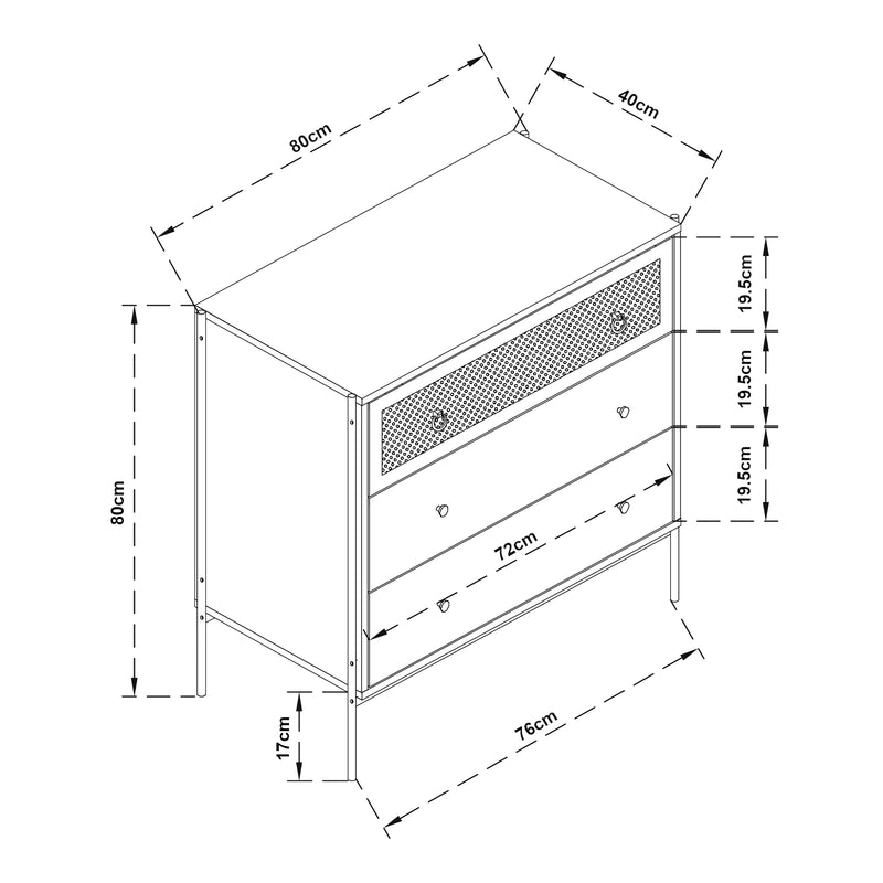 Maatschets Commode Tysnes dressoir 80x80x40 cm eikenkleurig en zwart [en.casa]
