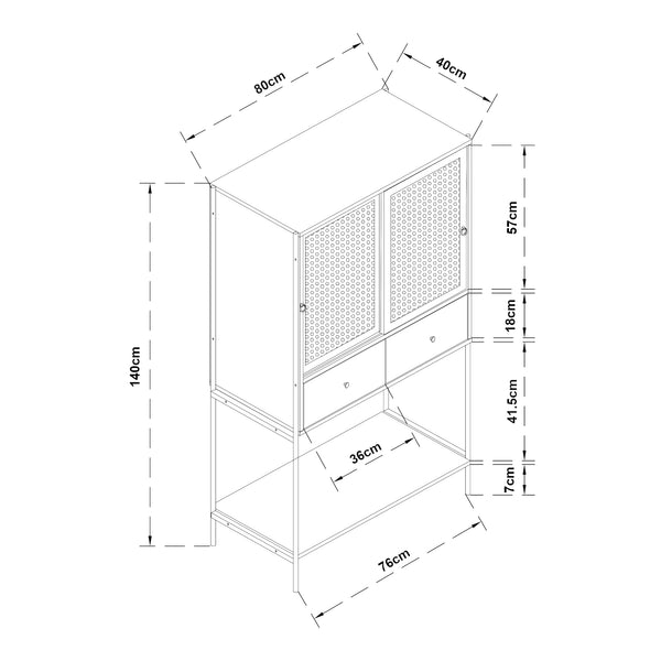 Houten kast Tysnes 140x80x40 cm eikenkleurig en zwart [en.casa]