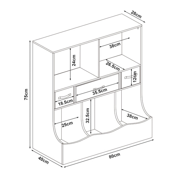 Bibliothèque pour enfants Vastesa 75 x 80 x 40 cm blanc [en.casa]