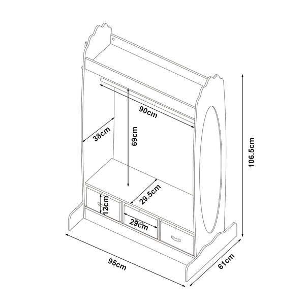 Kledingkast Moskenes open kast voor kinderen 106,5x95x61 cm wit [en.casa]
