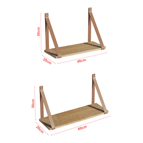 Lot de 2 étagères murales Utsira de tailles différentes marron effet chêne [en.casa]