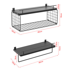 Wandplank Vik set van 2 zwart [en.casa]