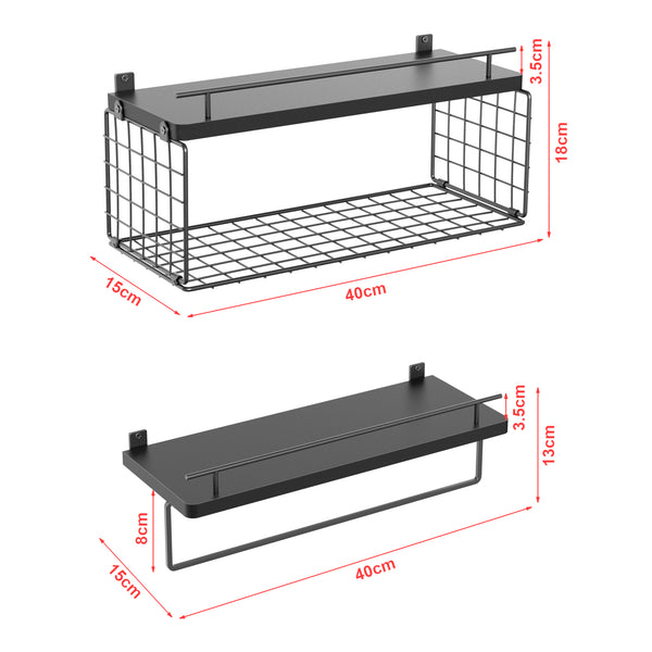 Wandplank Vik set van 2 zwart [en.casa]