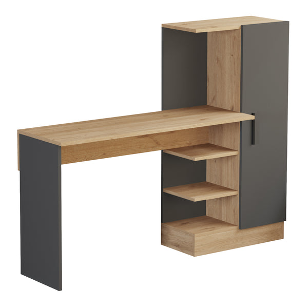 Bureau Varhalo 120x152,5x40 cm eikenkleurig en antraciet [en.casa]