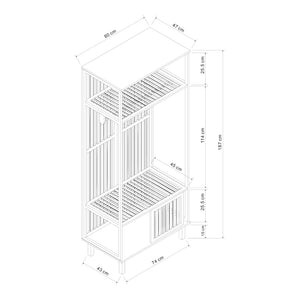 Kledingkast Ypäjä open kast 187x80x47 cm bamboe naturel [en.casa]