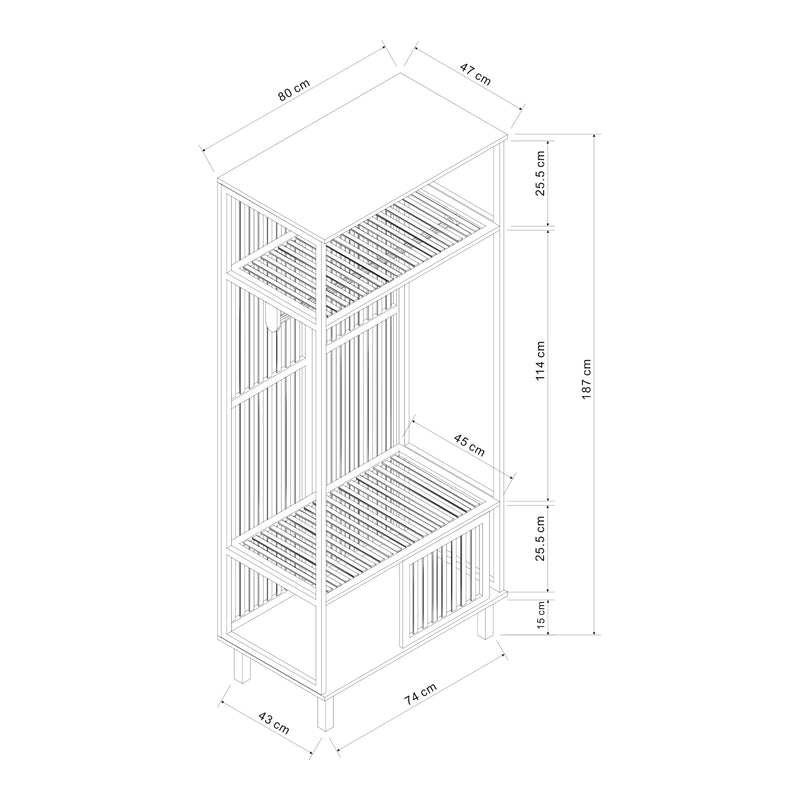 Maatschets Kledingkast Ypäjä open kast 187x80x47 cm bamboe naturel [en.casa]