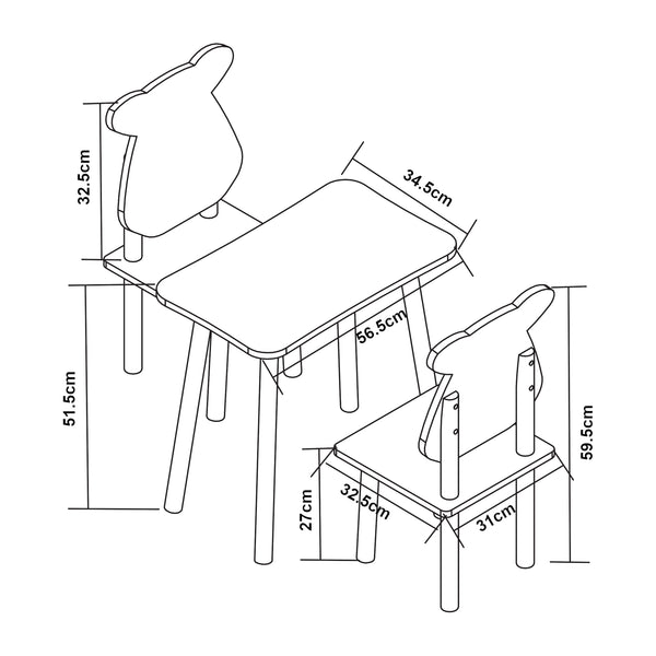 Ensemble de table et 2 chaises pour enfants Panjang blanc [en.casa]