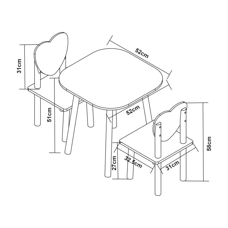 Maatschets Kindertafel met 2 kinderstoelen Siljan wit en lila [en.casa]