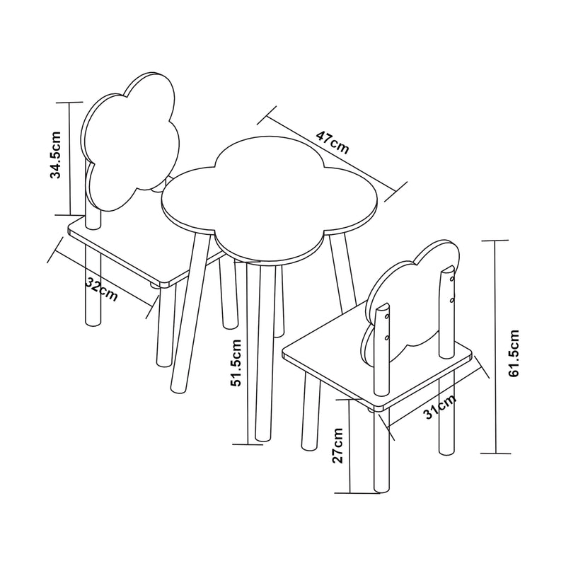 Maatschets Kindertafel met 2 kinderstoelen Simrishamn wit en lila [en.casa]