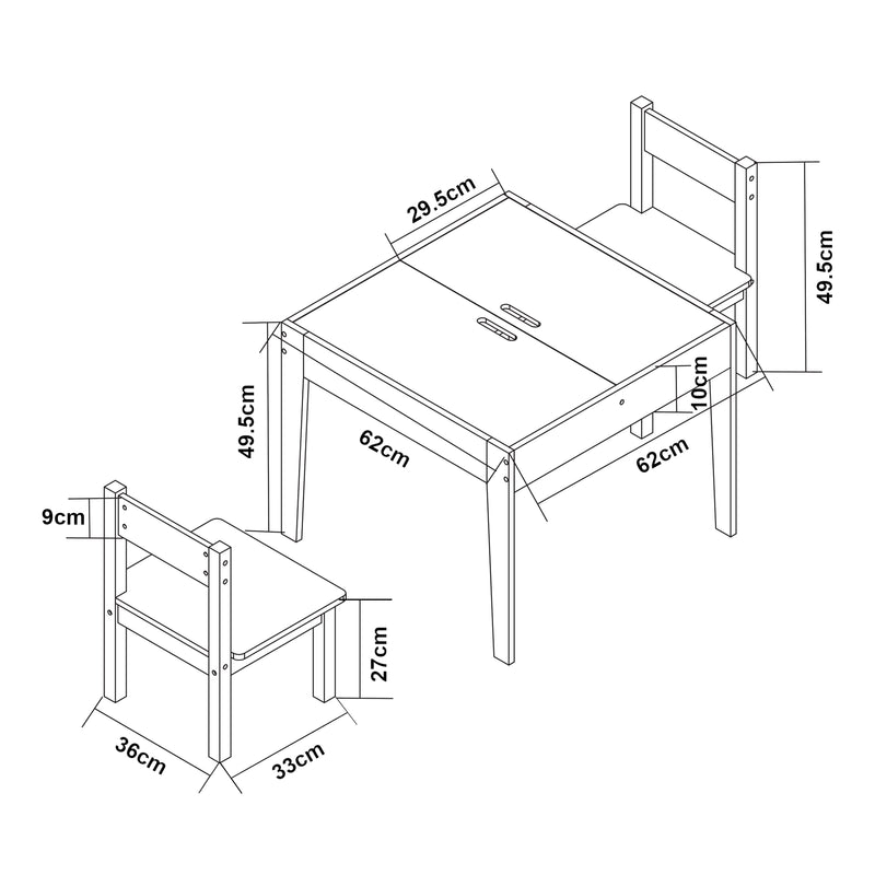 Maatschets Kindertafel met 2 kinderstoelen Smedjebacken naturel wit en zwart [en.casa]