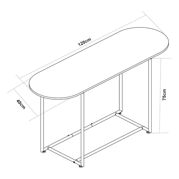 Console tafel Nordfron 120x40x75 cm zwart en marmer wit [en.casa]