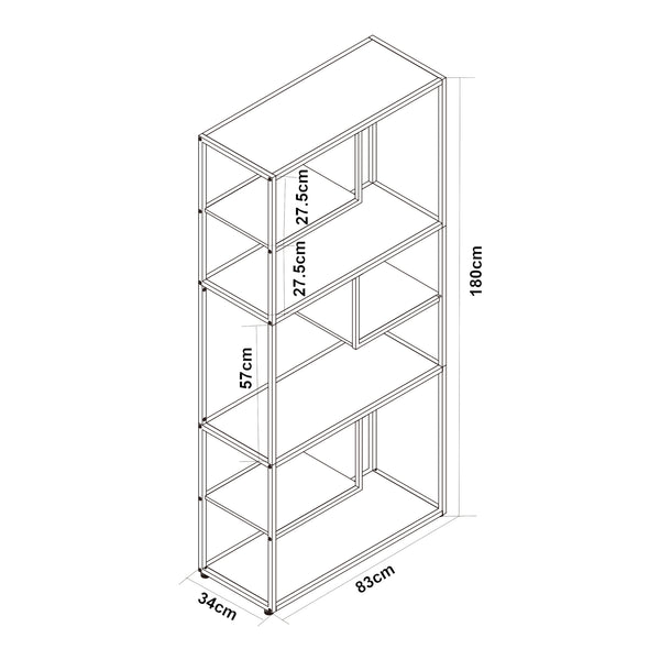 Étagère autoportante Østre 180 x 83 x 34 cm noir effet noyer [en.casa]
