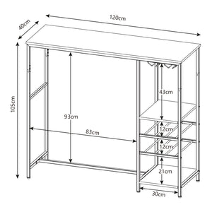 Bartafel Stjørdal 120x40x105 cm zwart en walnootkleurig [en.casa]