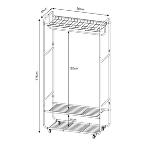 Portant à vêtements Vestvågøy acier 176 x 90 x 40 cm noir [en.casa]
